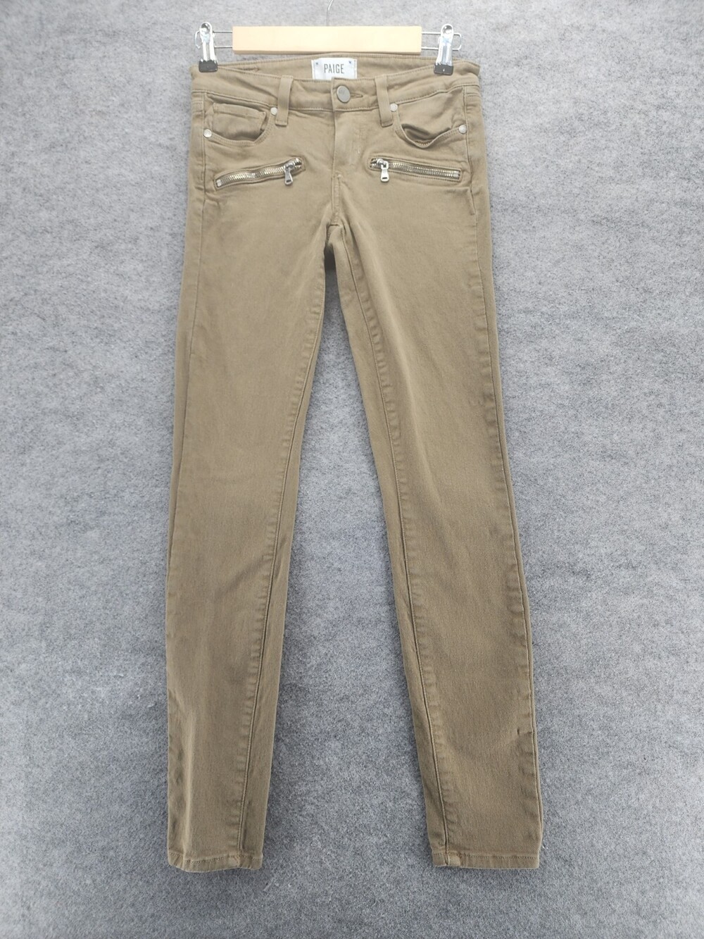 Paige Jeans Womens 25 Indigo Zip Skinny Brown Low Rise